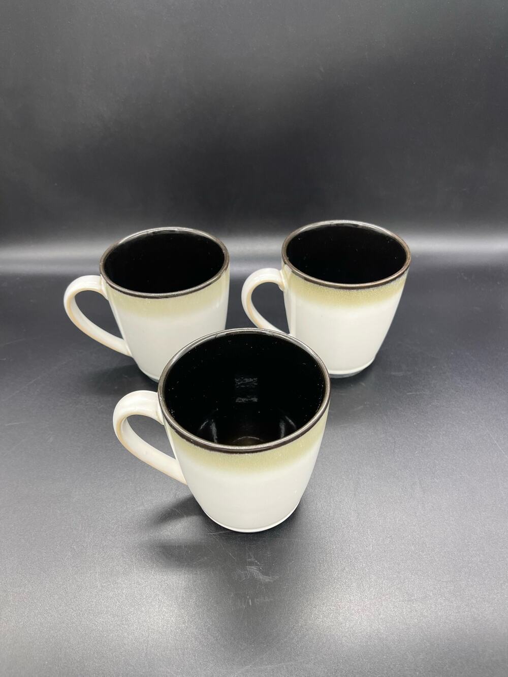 Sango Nova Black 4932 Set of 3 Mugs / Cups
